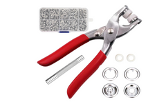 kit de Alicate Aplicador Para Botao De Metal De Pressao Roupa Bebe C/ 150 botões de roupas