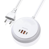 Adaptador Carregador Soquete Compacto 4 Portas USB Portátil Com Luz Noturna