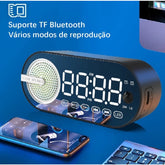 Rádio Retro Com Relógio Despertador Exibição De Hora Bluetooth Portátil Espelho USB