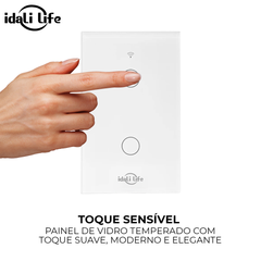 Interruptor Inteligente Smart Idali Life 2 Touch – Comando por App, Wi-Fi, Bivolt, à Prova d’Água e Resistente