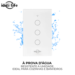 Interruptor Inteligente Smart Idali Life 3 Touch – Comando por App, Wi-Fi, Bivolt, à Prova d’Água e Resistente
