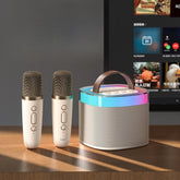 Mini Karaokê Portátil Sem Fio Bluetooth Alto falante com Microfone Estéreo ao ar livre e Luzes