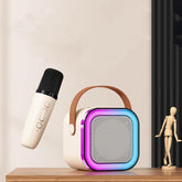 Caixinha de Som Karaoke Bluetooth Com Microfone Sem fio Led RGB