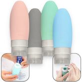 Kit 4 Frasco De Cosmetico 90ml Silicone Para Viagem Portatil Shampoo Creme Loçao Sabonete