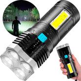 Lanterna Recarregável USB | 4 Core Super Brilhante Multi-Função LED resistente