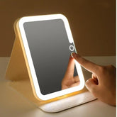 Espelho De Mesa Para Maquiagem Portátil Luz Led Touch Usb Recarregável