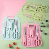 Kit de Utensílios de Cozinha 4 Peças - Faca Tesoura Descascador Tábua Culinária Inox