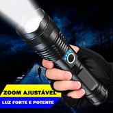 Lanterna De Led T9 P70 Militar Tática Com Zoom Ultra Forte Recarregável Usb