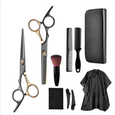 Kit Barbeiro Tesoura Profissional p/Cortar Cabelo Pente
