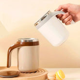 Caneca Mixer Misturadora Copo De Café Automático Modelo Pilha De Aço Inoxidável Magnética/Com