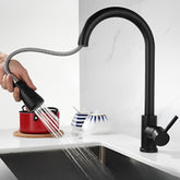 Torneira Cozinha Monocomando Com Extensor Arejador Preta, 360° Para Bancada Quente/Frio