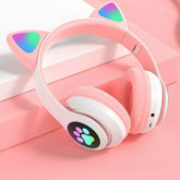 Fone De Ouvido Orelha De Gato Gatinho Cat Bluetooth Ear Com Led Rgb Headphone