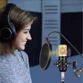 kit Microfone Estúdio Profissional Bm800 Pop Filter + Aranha + Braço Articulado