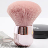 Pincel De Maquiagem Facial Pó Blush Base Rosa Kabuki