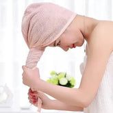 Toalha / Touca microfibra Para Seca Cabelo Rapido Com Botão Antifrizz Grande Toalha Mágica