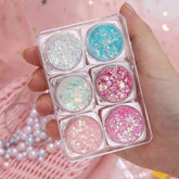 Kit Com 6 Potinhos Com Glitter Brilho Purpurina Para Unha