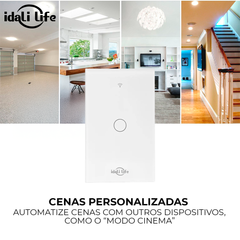 Interruptor Inteligente Smart Idali Life 1 Touch – Comando por App, Wi-Fi, Bivolt, à Prova d’Água e Resistente