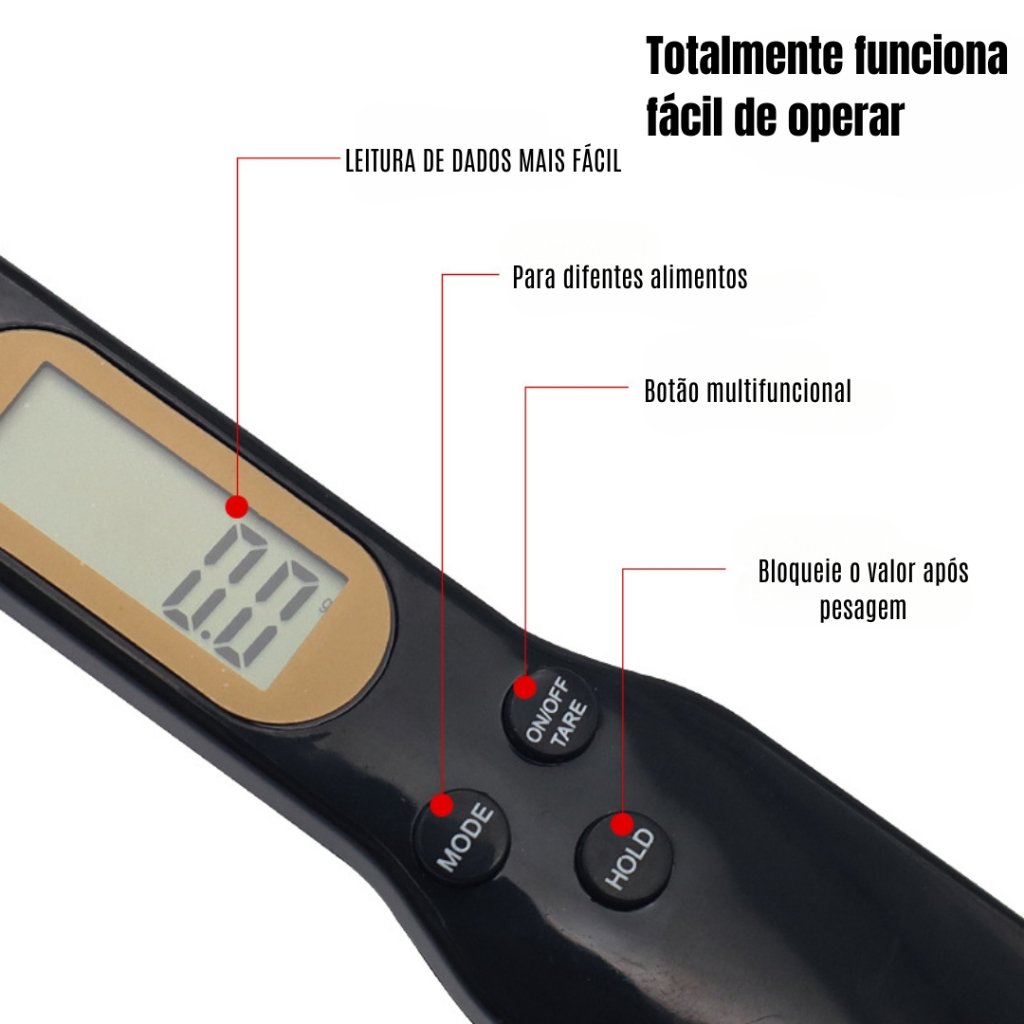 Balança Colher Digital LCD Medidor De Alta Precisão Até 0.1g-500g