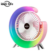 Ventilador de Mesa Silencioso Portátil Colorido RGB Desktopfan Vento Fresco Idali Life